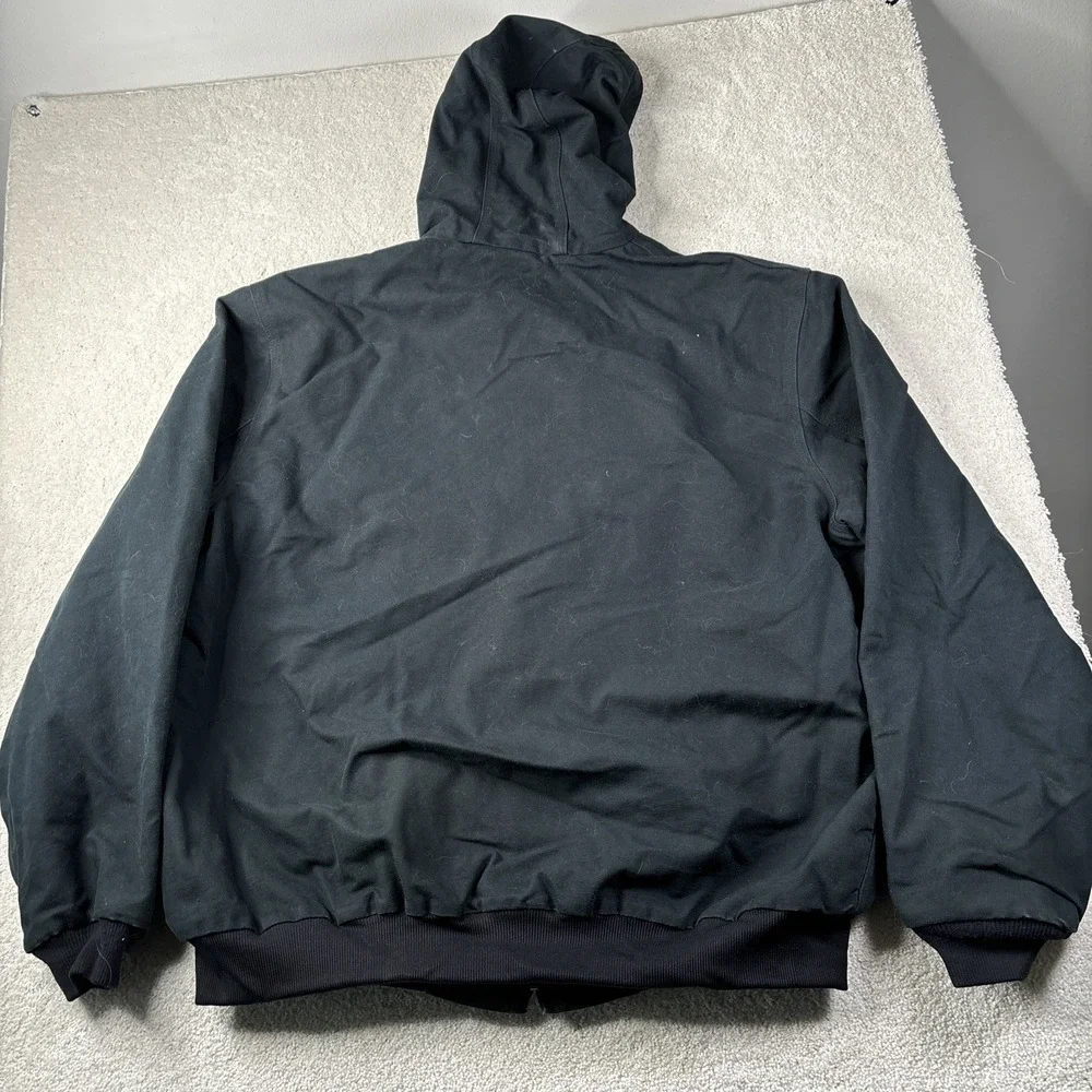 Carhartt J131 Jacket Men's 2XLT Black Thermal Lined Duck Active Hood‎ Workwear